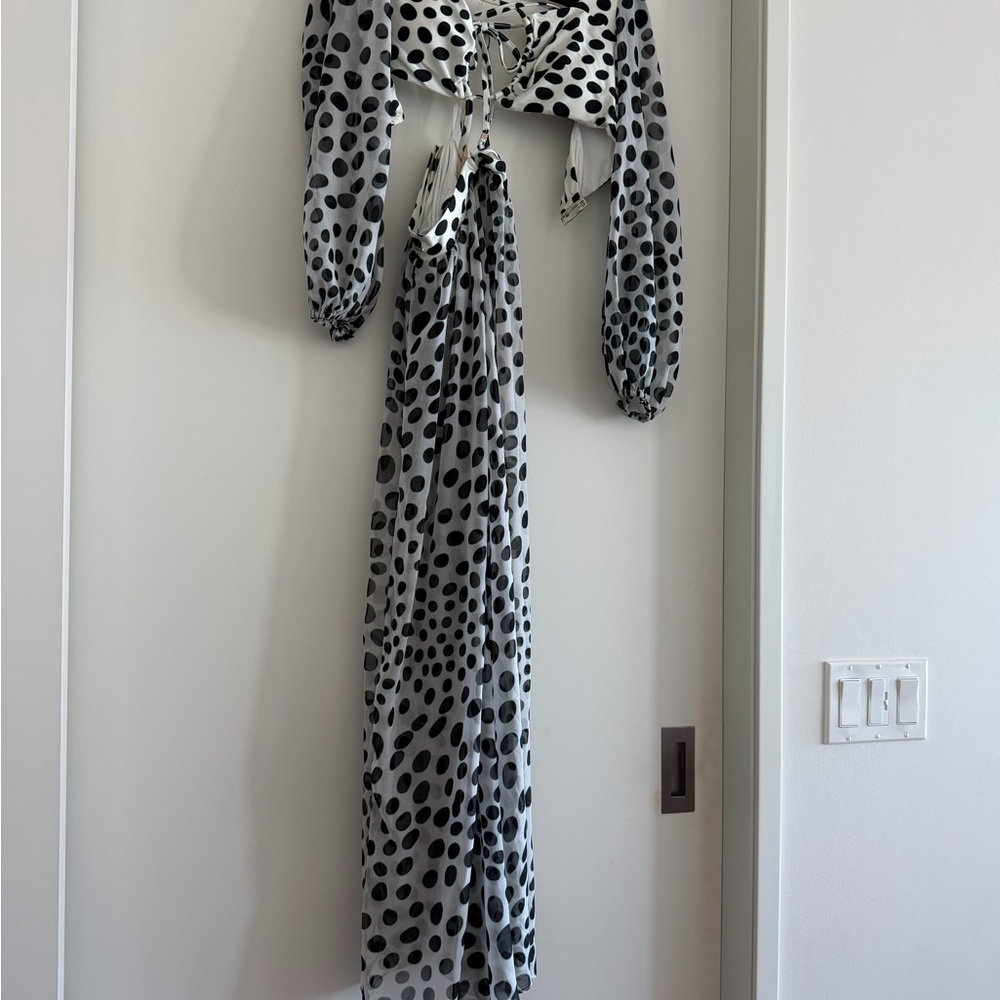 PatBO Black and White Polka Dot Dress